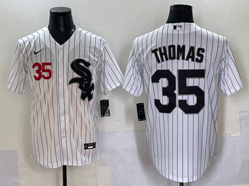 Men 2025 Chicago White Sox #35 Thomas White Stripe Game Nike MLB Jersey style 3